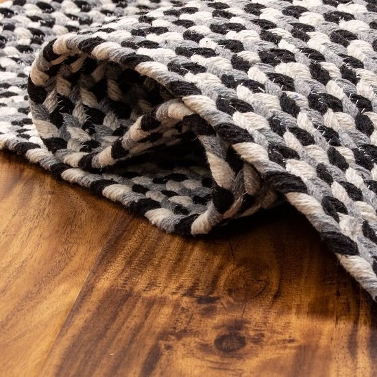 Tricolor Woven Cotton Rug - Buffalo Check Black, White, Gray 2' X 3' Rectangle