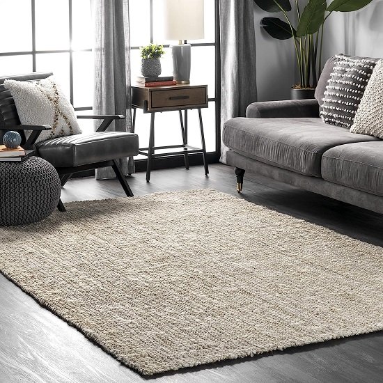 Solid Farmhouse Jute Accent Rug, 3x5, Off-white