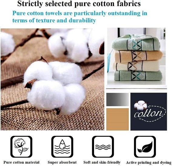 Pack of 4 Cotton Hand Towels, 100% Cotton Face Towels, Printed, Super Soft, Highly Absorbent (14 x 30 inches)