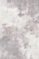 Abstract Gold Thread Area Rug, Off-White, 5x7 Feet