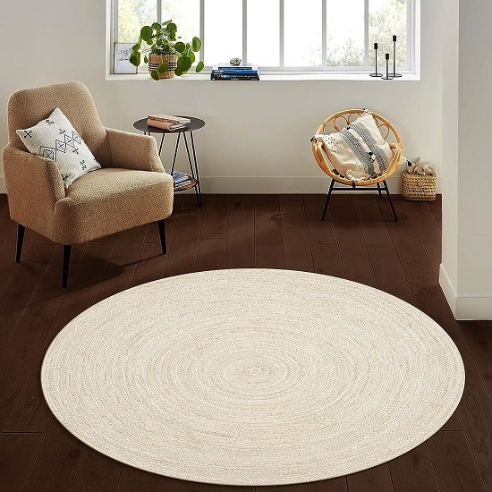 Woven Jute Rug 48x48 inch rectangular natural jute rug