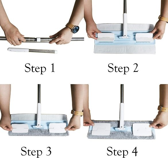 Dust Mop, Microfiber Mop for Floor Cleaning (Blue)